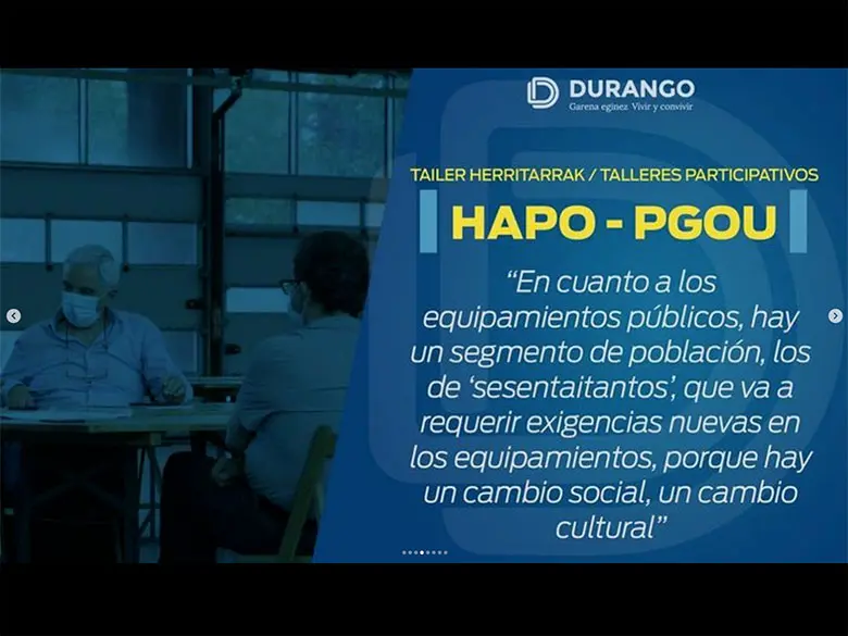 Comunicación digital de los resultados del proceso de participación cuidadana en el Plan General de Ordenación Urbana (PGOU) de Durango.